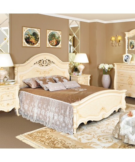 Кровать двойная с ажурным элементом и ножной спинкой Prestige беж (1600х2000) 
